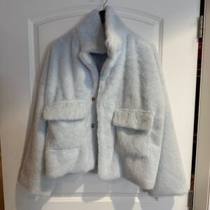 Ice blue : fuzzy soft faux fur jacket